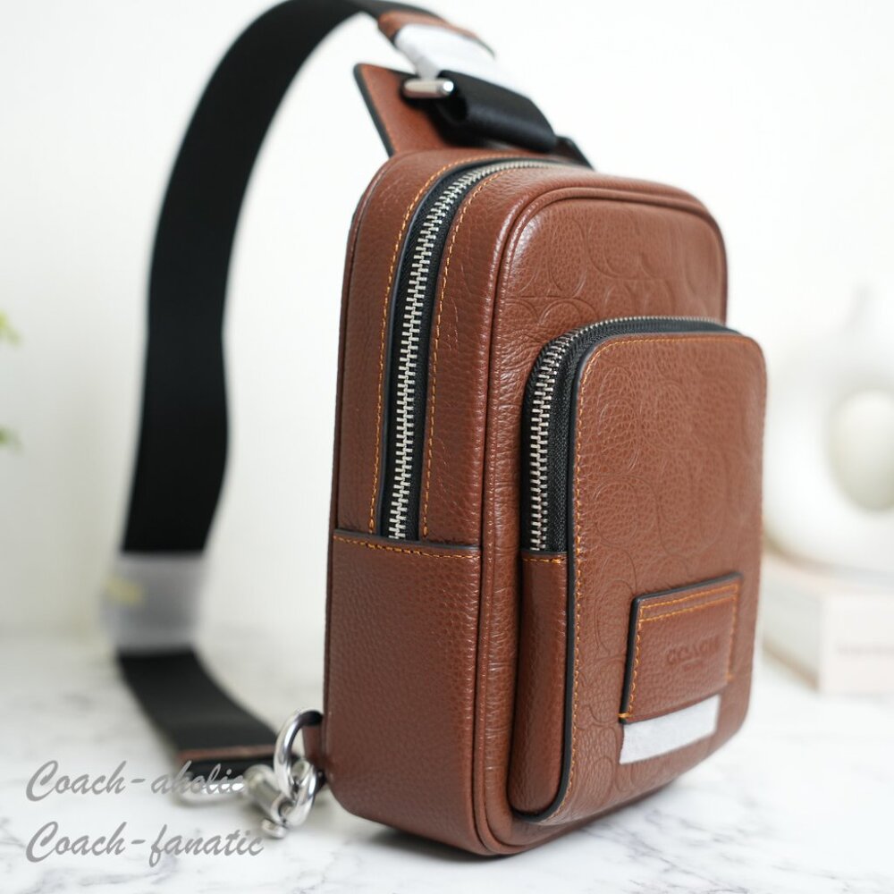 Coach CDC45 Racer Sling Pack In Signature Leather Vintage Brown NWT - Picture 9 of 14
